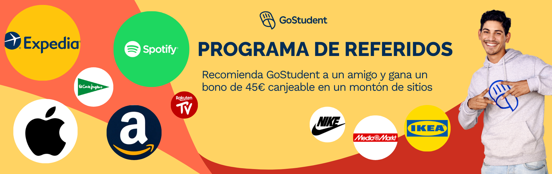 Recomienda GoStudent  a otro tutor y recibe una tarjeta Tango de 45€ cuando tenga su primera clase regular 🤑